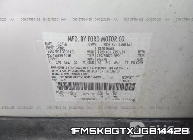 1FM5K8GTXJGB14428 фото 10