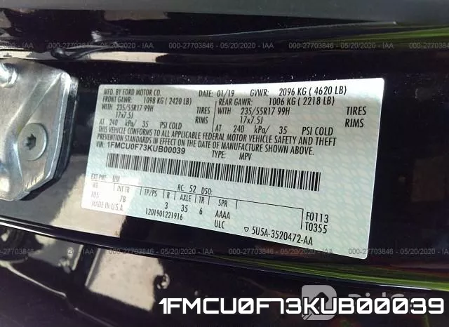 1FMCU0F73KUB00039 фото 10