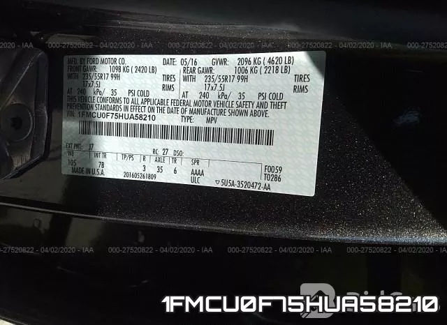 1FMCU0F75HUA58210 фото 10