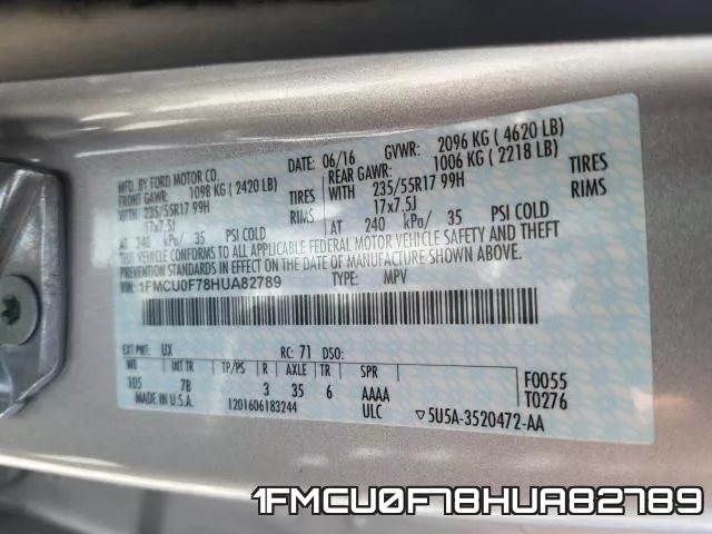 1FMCU0F78HUA82789 фото 2