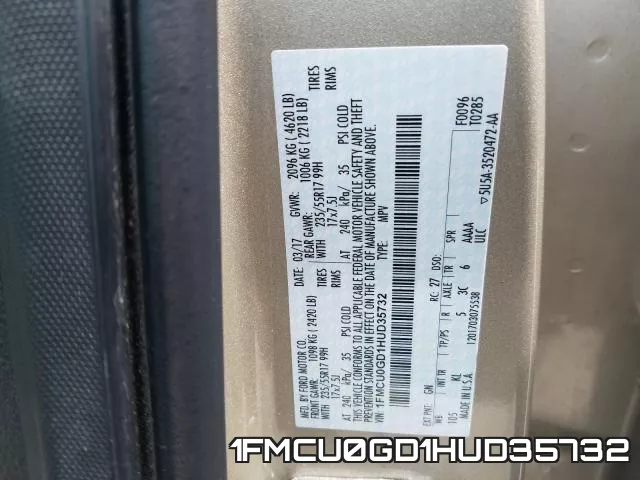 1FMCU0GD1HUD35732 фото 2