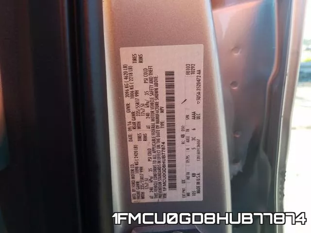 1FMCU0GD8HUB77874 фото 2