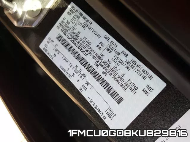 1FMCU0GD8KUB29816 фото 2