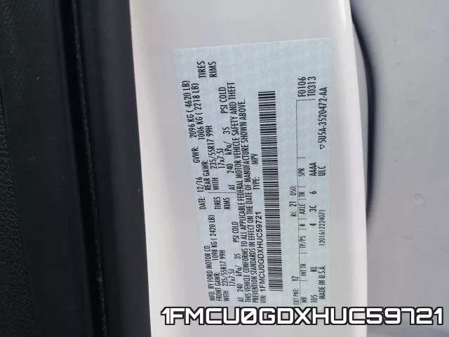 1FMCU0GDXHUC59721 фото 2