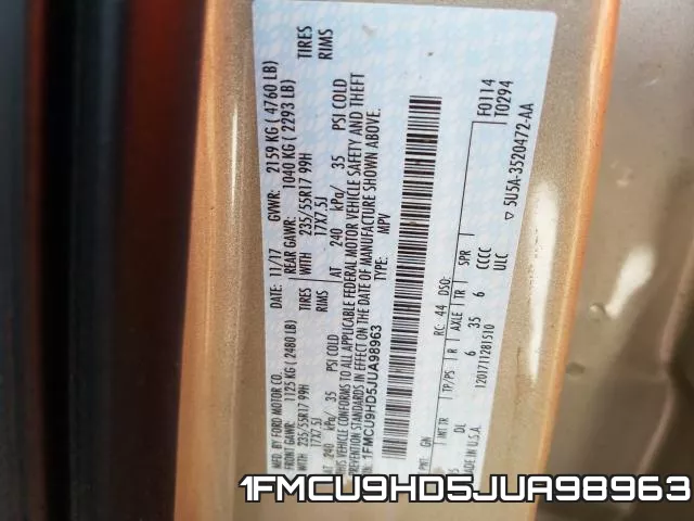 1FMCU9HD5JUA98963 фото 2