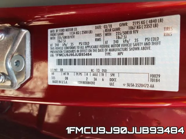 1FMCU9J90JUB93484 фото 2