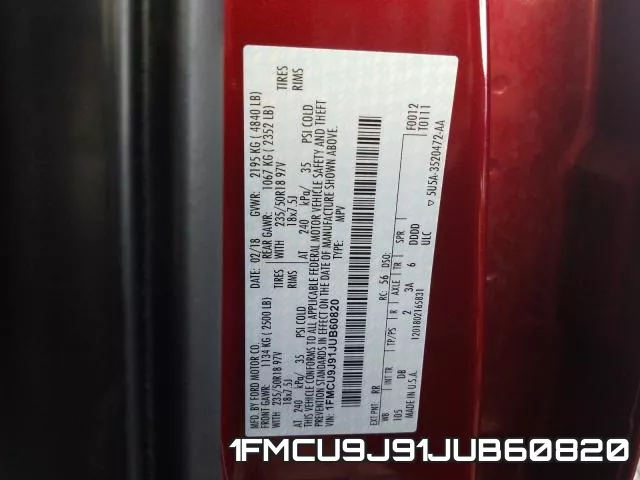 1FMCU9J91JUB60820 фото 2