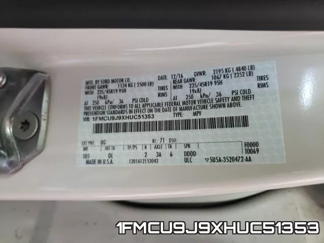 1FMCU9J9XHUC51353 фото 2