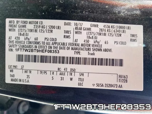 1FT7W2BT9HEF08353 фото 2