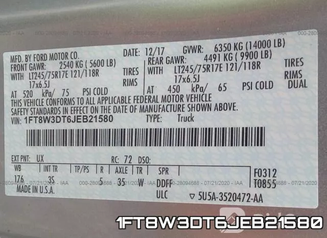 1FT8W3DT6JEB21580 фото 10