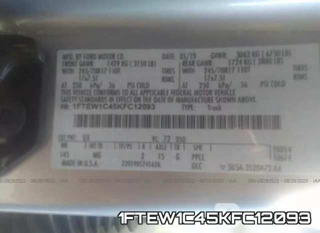 1FTEW1C45KFC12093 фото 10