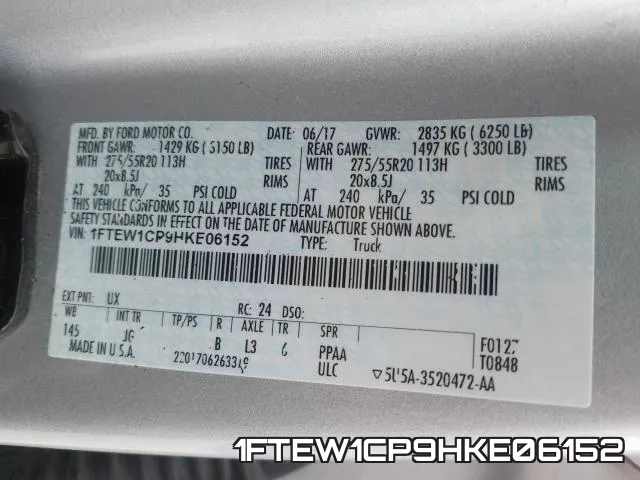 1FTEW1CP9HKE06152 фото 2