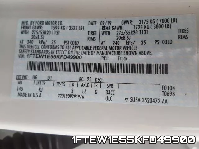 1FTEW1E55KFD49900 фото 2