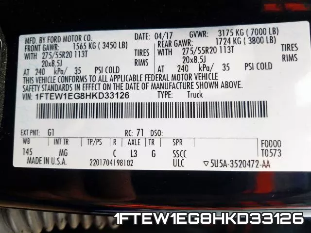 1FTEW1EG8HKD33126 фото 2