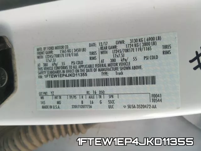 1FTEW1EP4JKD11355 фото 2