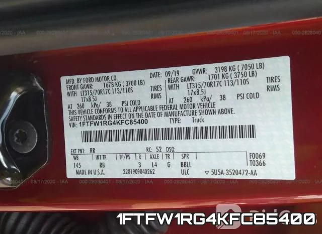 1FTFW1RG4KFC85400 фото 10