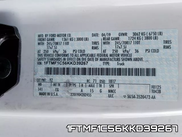 1FTMF1C56KKD39267 фото 2