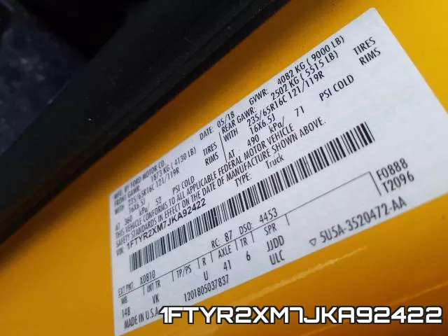 1FTYR2XM7JKA92422 фото 7
