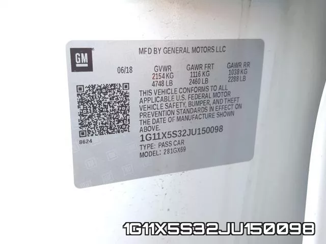 1G11X5S32JU150098 фото 2