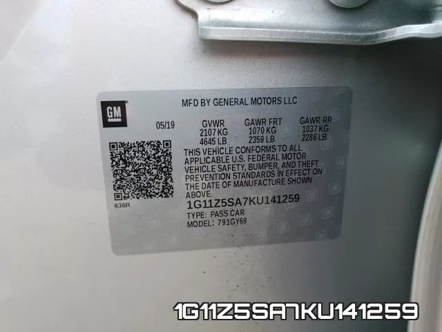 1G11Z5SA7KU141259 фото 2