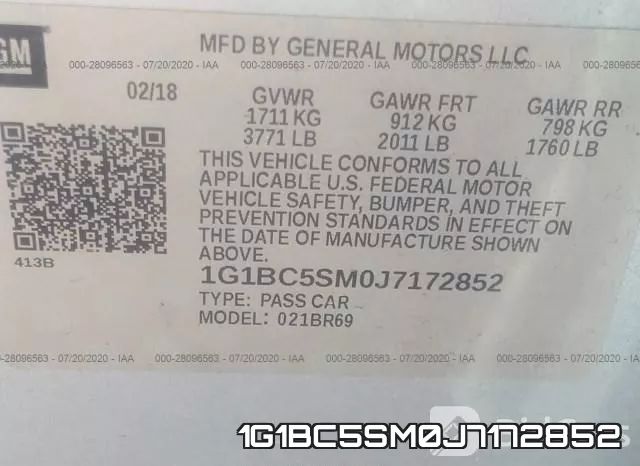 1G1BC5SM0J7172852 фото 10