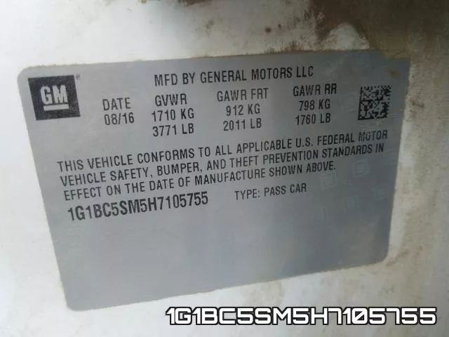 1G1BC5SM5H7105755 фото 2