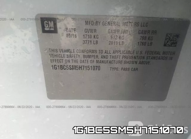 1G1BC5SM5H7151070 фото 10
