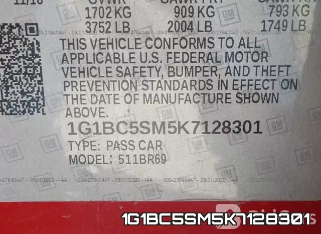 1G1BC5SM5K7128301 фото 10