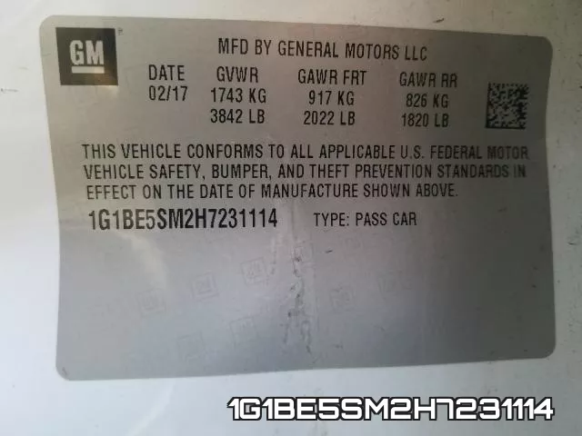 1G1BE5SM2H7231114 фото 2