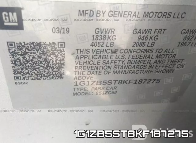1G1ZB5ST8KF187275 фото 10