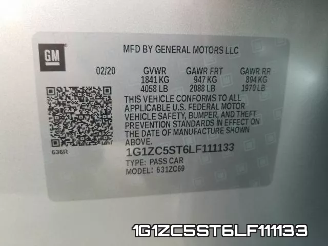 1G1ZC5ST6LF111133 фото 2