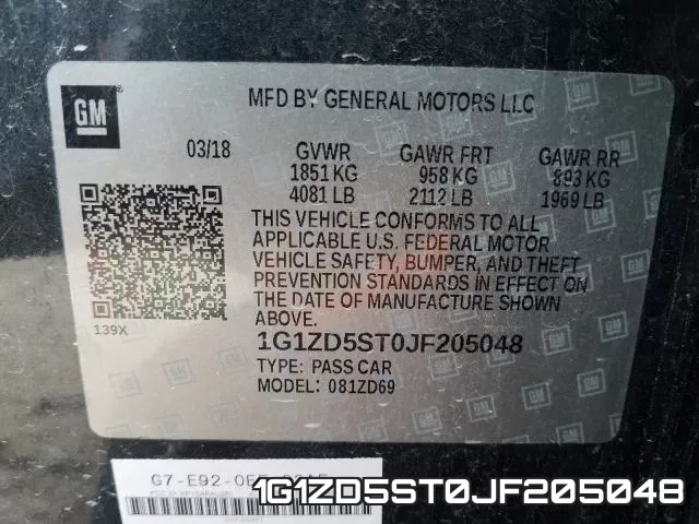 1G1ZD5ST0JF205048 фото 2