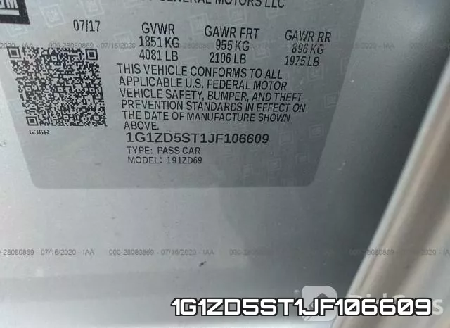 1G1ZD5ST1JF106609 фото 10