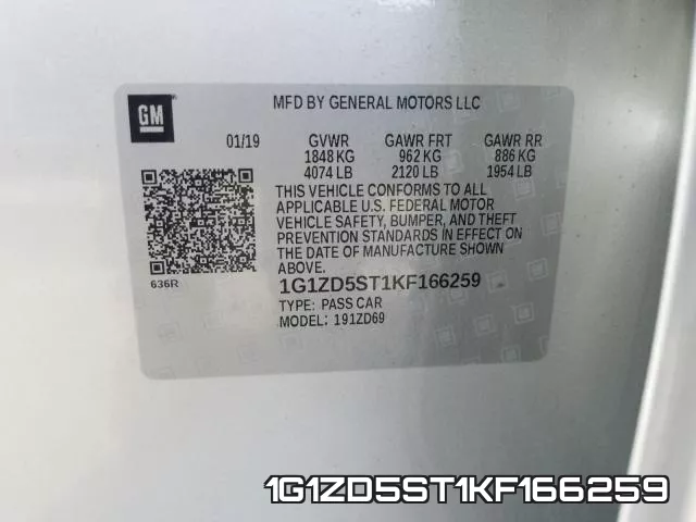 1G1ZD5ST1KF166259 фото 2