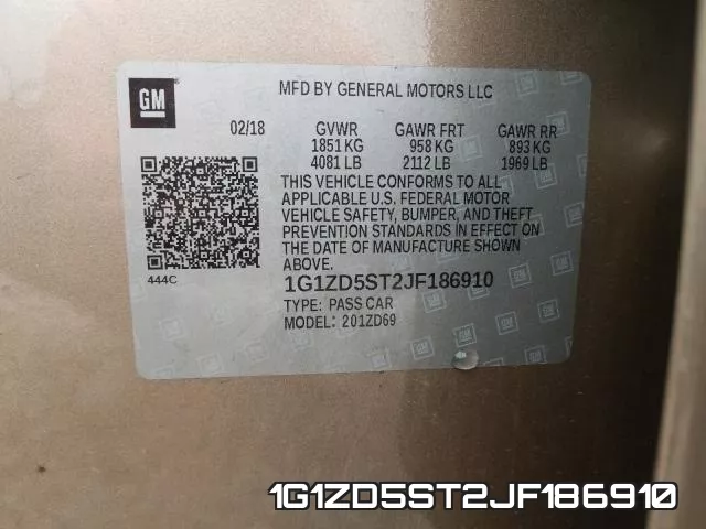 1G1ZD5ST2JF186910 фото 2