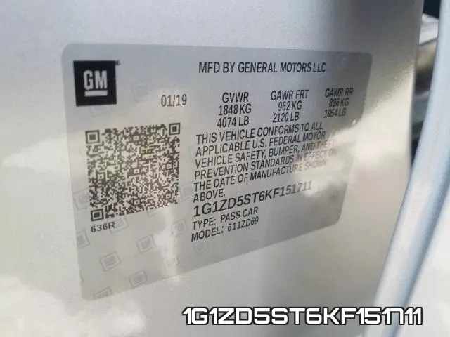 1G1ZD5ST6KF151711 фото 2