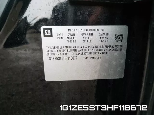 1G1ZE5ST3HF118672 фото 2