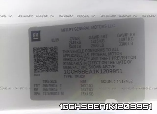 1GCHSBEA1K1209951 фото 10