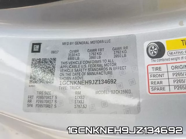 1GCNKNEH9JZ134692 фото 2