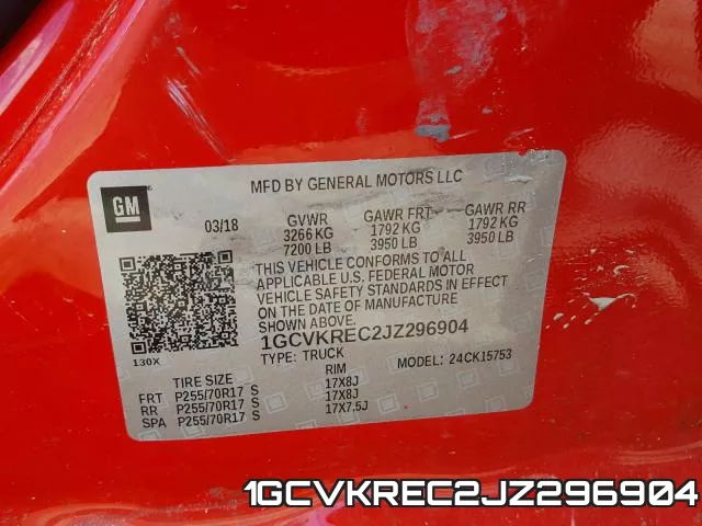 1GCVKREC2JZ296904 фото 2