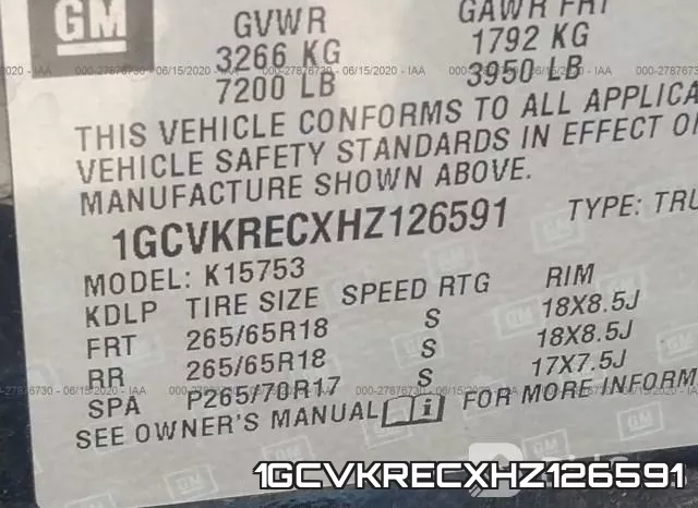 1GCVKRECXHZ126591 фото 10