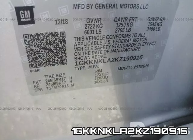 1GKKNKLA2KZ190915 фото 10