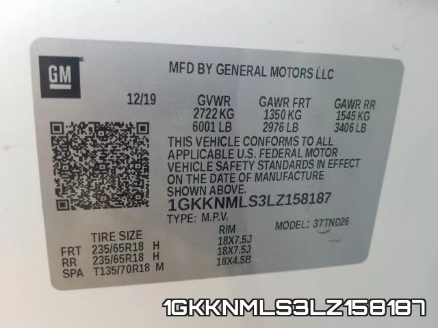 1GKKNMLS3LZ158187 фото 2