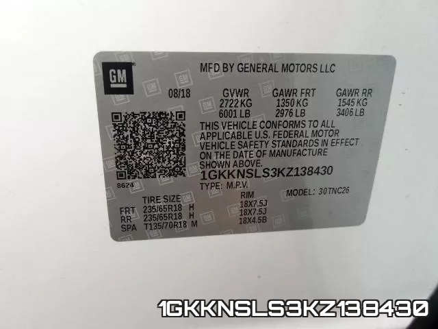 1GKKNSLS3KZ138430 фото 2
