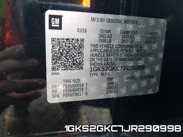 1GKS2GKC7JR290998 фото 2