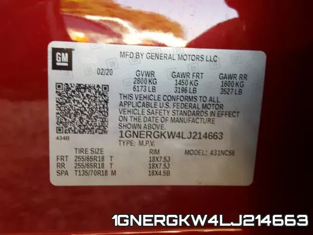 1GNERGKW4LJ214663 фото 2