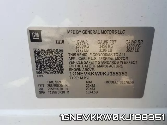 1GNEVKKW0KJ188351 фото 2
