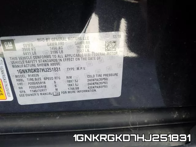 1GNKRGKD7HJ251831 фото 2