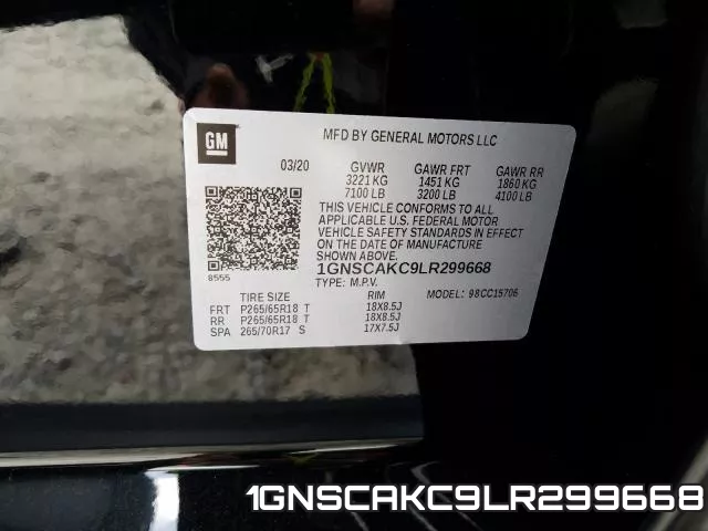 1GNSCAKC9LR299668 фото 2