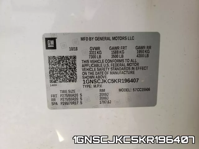 1GNSCJKC5KR196407 фото 2
